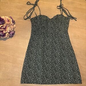 SHEIN Green and White Sleeveless Mini Sundress